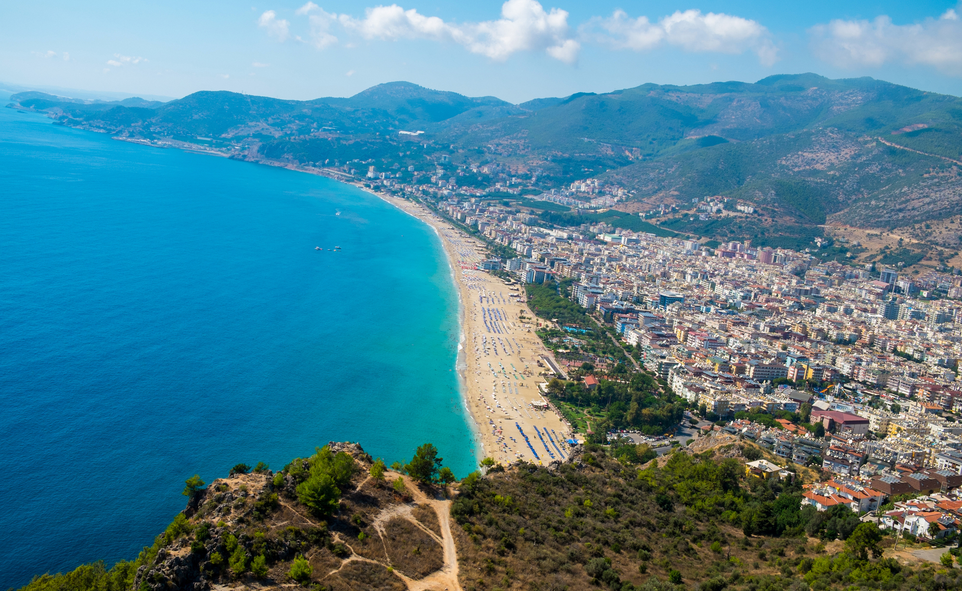 Alanya Castle above the turquoise beach on Turkey's Mediterranean coast
